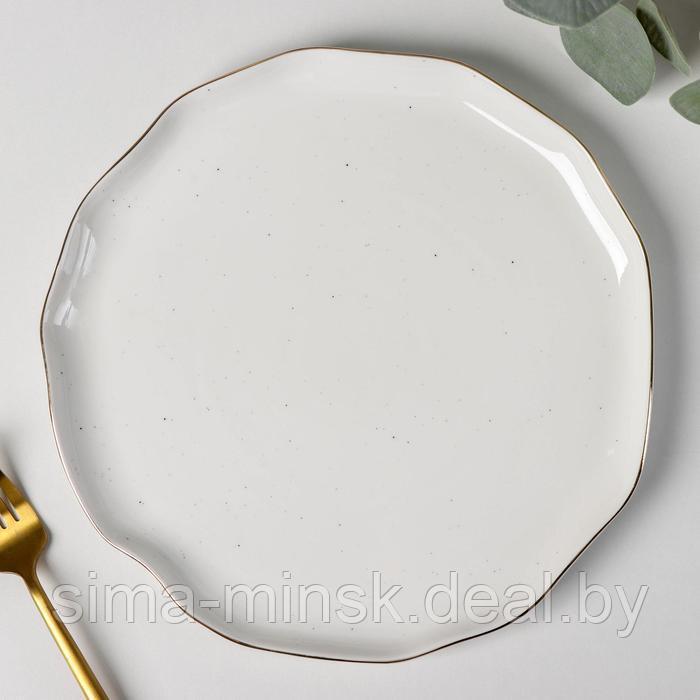 Тарелка фарфоровая обеденная Доляна «Млечный путь», d=25 см, цвет белый в крапинку - фото 1 - id-p213948301