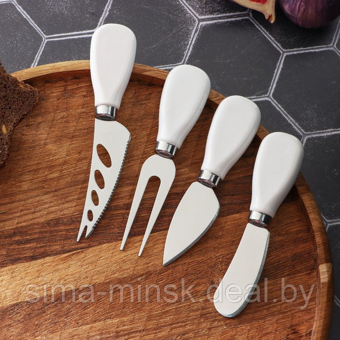 Набор ножей для сыра Magistro Celt, 4 предмета, керамическая ручка - фото 2 - id-p213948337