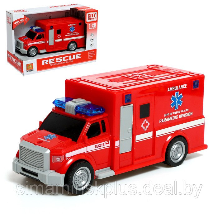 Машина инерционная «Пожарная служба», 1:20, свет и звук - фото 1 - id-p213948448