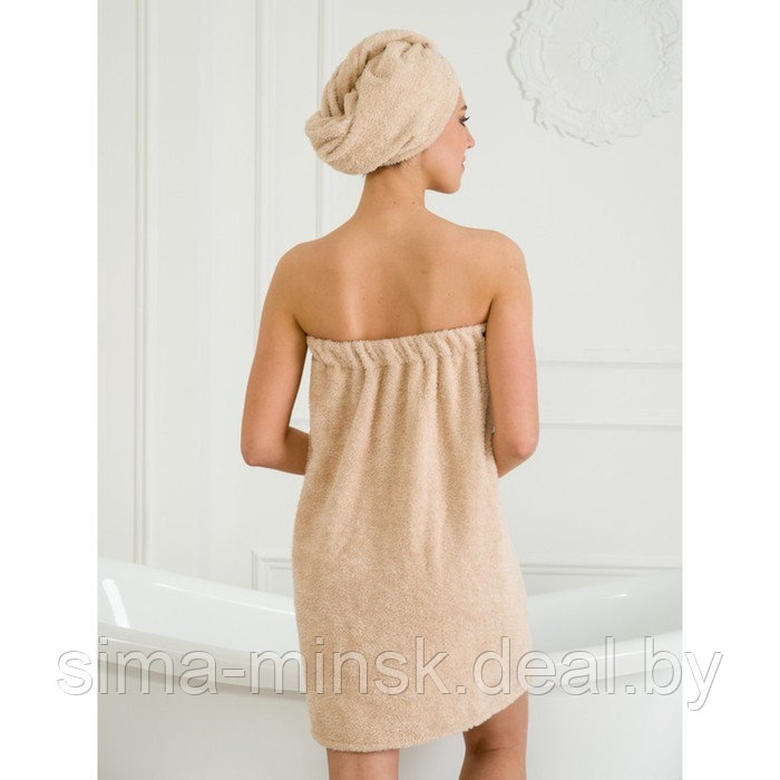 Набор для бани женский: чалма, парео, рукавица, размер XL-3XL - фото 3 - id-p213948981