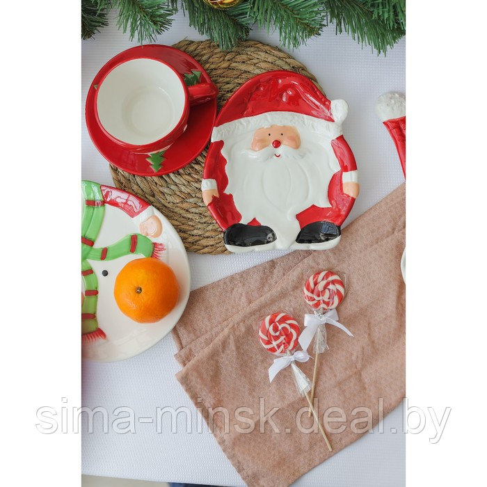 Блюдо керамическое Доляна «Дедушка Мороз», 19,5×17×2,5 см - фото 6 - id-p213948068