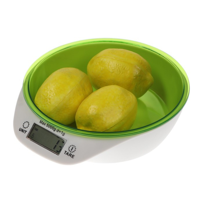 Весы кухонные Luzon LKVB-501, электронные, до 5 кг, чаша 1.3 л, зеленые - фото 5 - id-p213944055