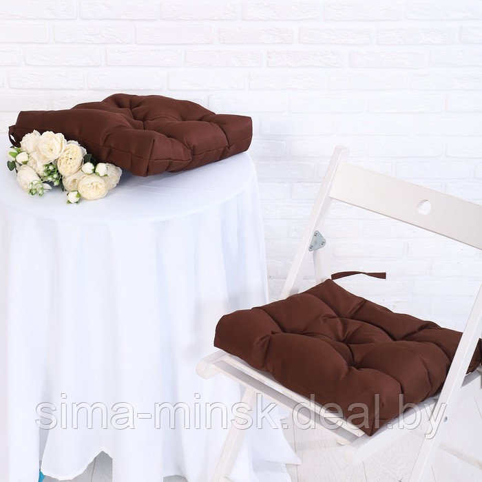 Набор подушек для стула непромокаемых, 40х40см 2 шт, цвет коричневый, файберфлекс, грета 20%, - фото 1 - id-p213948684