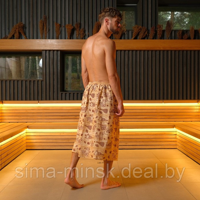 Полотенце для бани "Банька" мужской килт, 75х150 см хлопок,вафельное полотно - фото 3 - id-p213948880