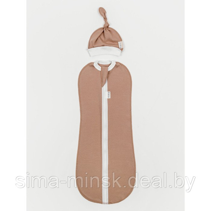Пеленка-кокон на молнии с шапочкой Nature essence, размер 56-68, цвет бежевый - фото 2 - id-p213948714