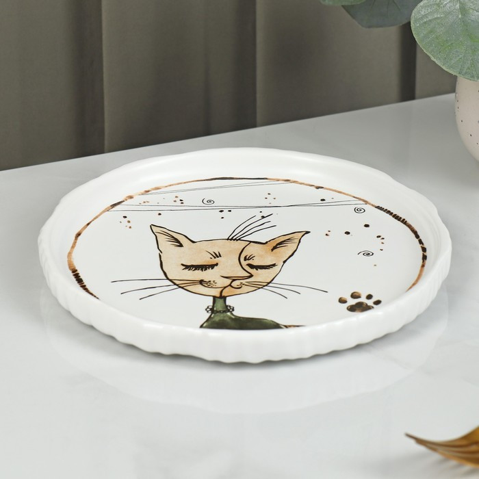 Тарелка фарфоровая десертная «Коты-аристократы», d=18,5 см - фото 2 - id-p213947360