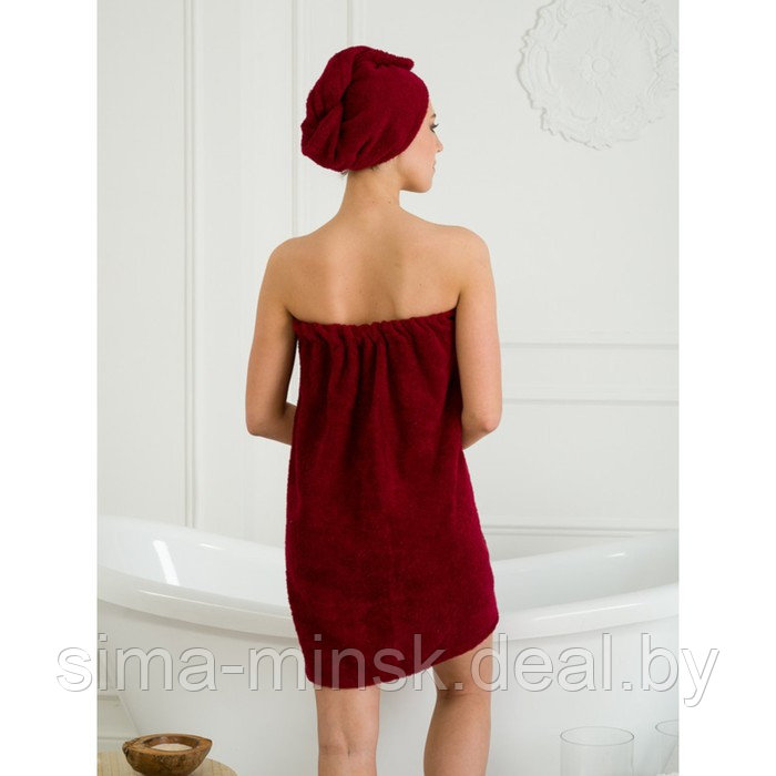 Набор для бани женский: чалма, парео, рукавица, размер S-L - фото 3 - id-p213948947
