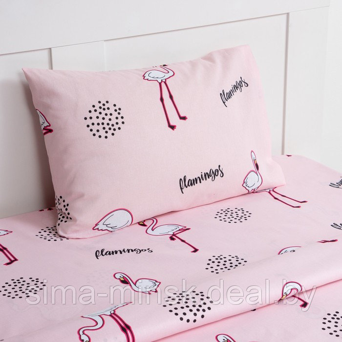 Постельное бельё Этель 1,5 сп "Flamingos" 143х215 см, 150х214 см, 50х70 см -1 шт, 100% хлопок, бязь - фото 2 - id-p213948768