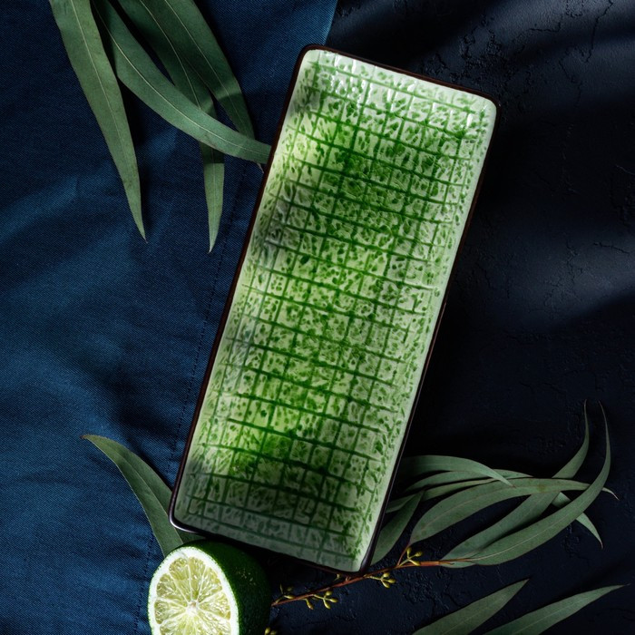 Блюдо керамическое прямоугольное «Таллула», 23,5×10 см, цвет зелёный - фото 3 - id-p213946888