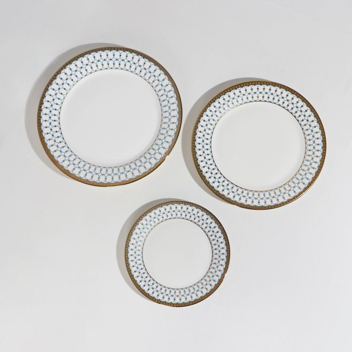 Набор тарелок фарфоровых Royal, 3 предмета: d=18/23/25,7 см, цвет белый - фото 4 - id-p213947464