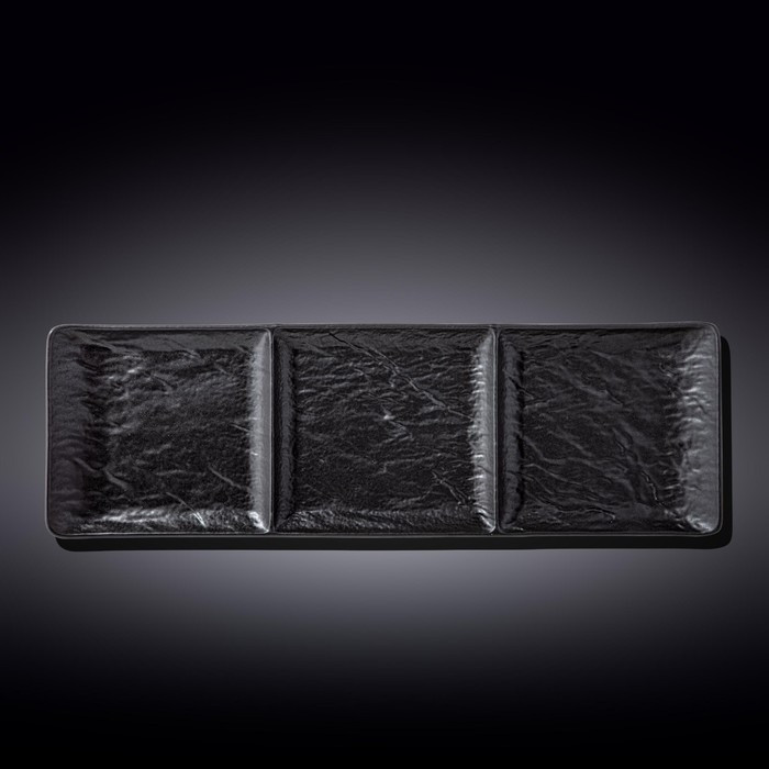 Блюдо прямоугольное 3-х секционное Wilmax, 40.5х13 см, цвет чёрный сланец - фото 1 - id-p213947031