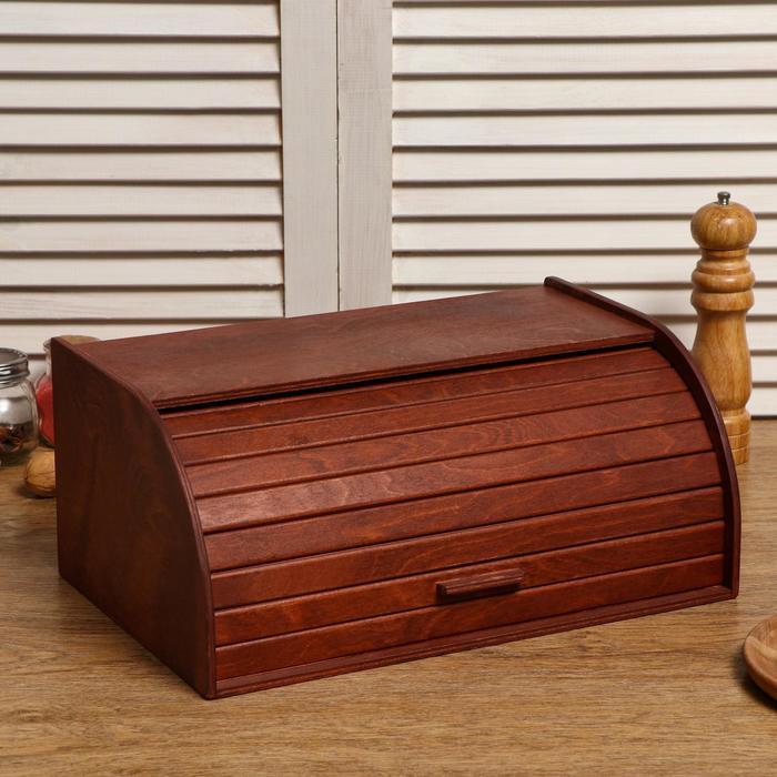 Хлебница деревянная "Буханка", прозрачный лак, цвет красное дерево, 38×24.5×16.5 см - фото 1 - id-p213945513