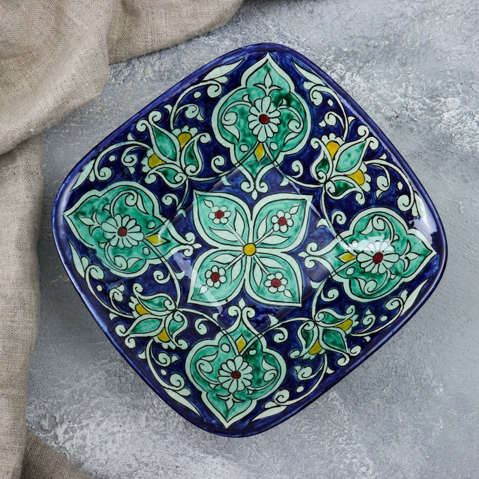 Салатница Риштанская Керамика "Цветы", 19 см, синий - фото 2 - id-p213946215