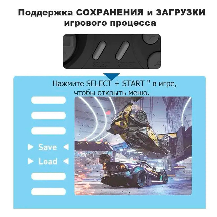 Игровая приставка + 2 беспроводных джойстика Super Drive 2 mini - фото 5 - id-p214001884