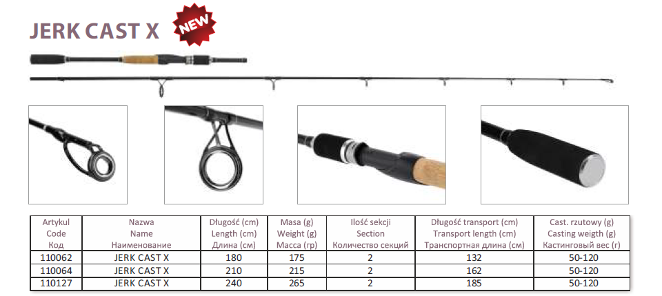 Спиннинг Rumpol Jerk Cast X 2.4м, 50-120гр.