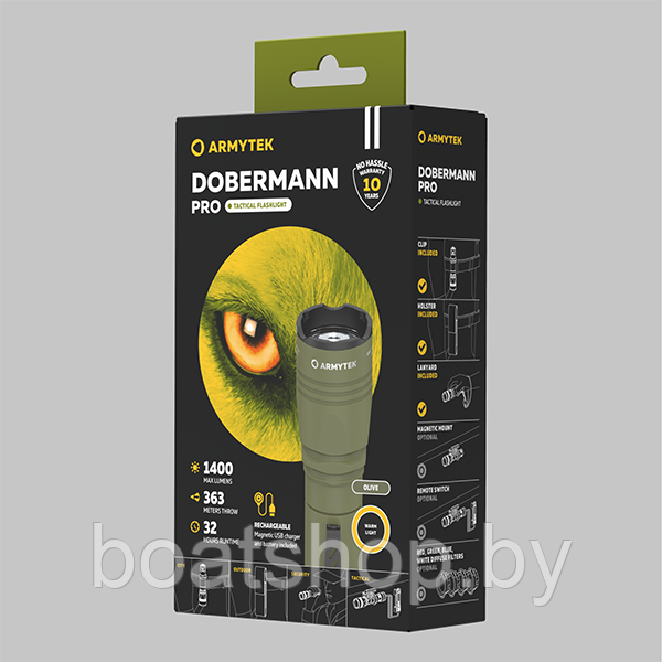 Фонарь Armytek Dobermann Pro Magnet USB Olive Warm - фото 4 - id-p214027897