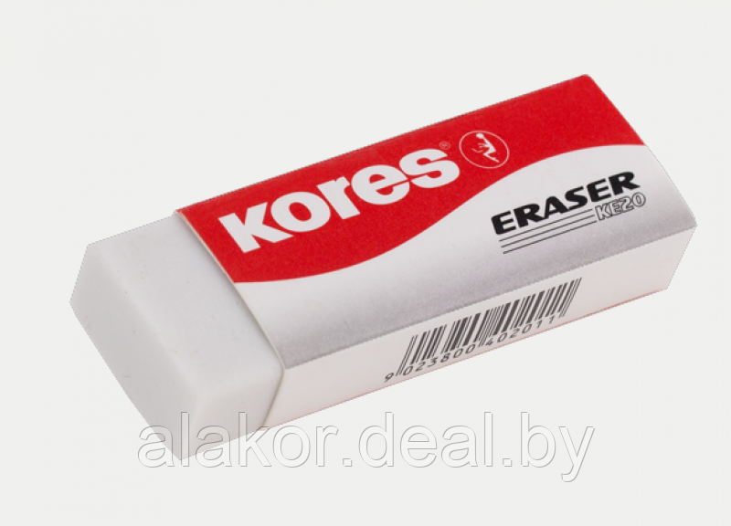 Ластик Kores KE 20, 1шт.  ассорти, картонная упаковка