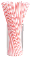 Трубочки гофрированные, бело-красная полоска, 5мм/210мм (50шт)
