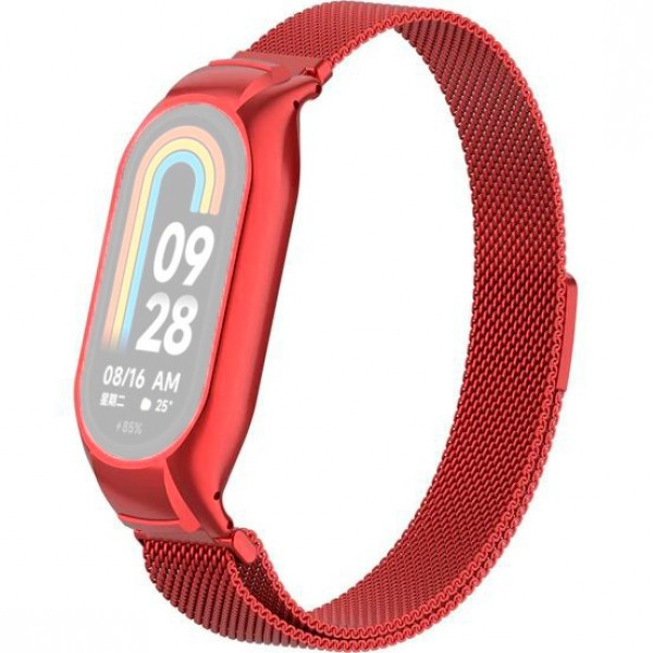 Металлический браслет Rumi Milanese loop для Xiaomi Smart Band 8 Красный - фото 1 - id-p194084366