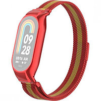 Металлический браслет Rumi Milanese loop для Xiaomi Smart Band 8 Красный/Золотой