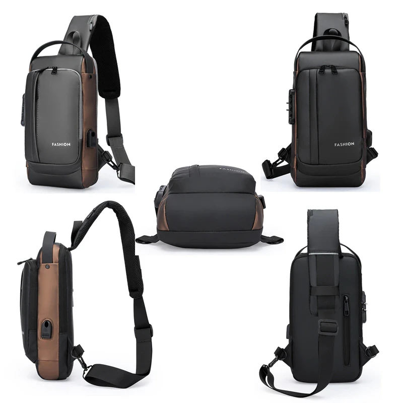 Сумка - рюкзак через плечо Fashion с кодовым замком и USB / Сумка слинг - фото 4 - id-p214046341