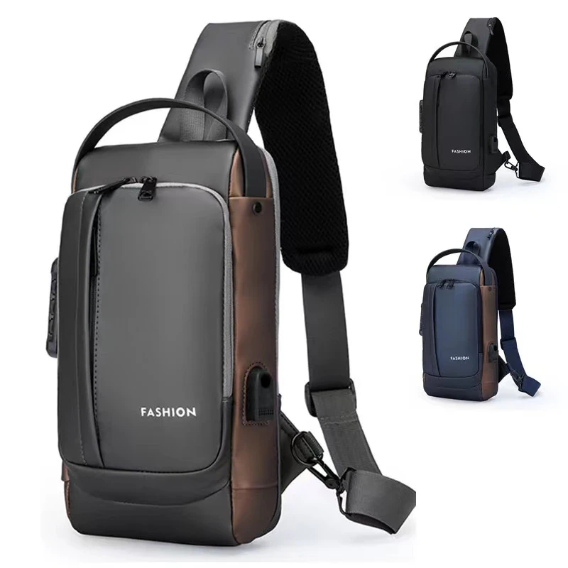 Сумка - рюкзак через плечо Fashion с кодовым замком и USB / Сумка слинг - фото 3 - id-p214046341