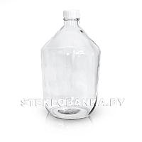 Стеклянный бутыль 10 л. (10000 мл.) с крышкой прозрачный