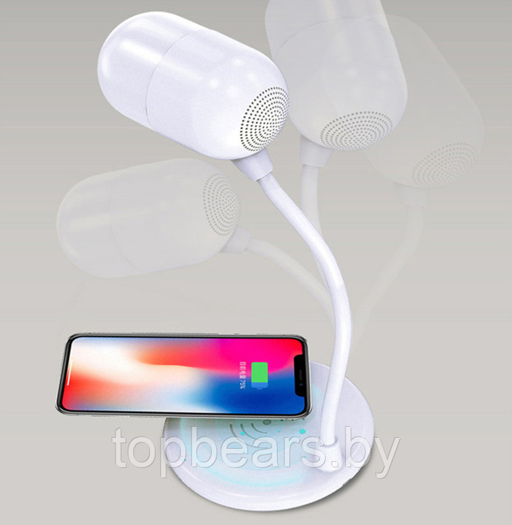 Настольная LED-лампа с функцией беспроводной зарядки и bluethooth колонки 3 в 1 L4 Lamp Speaker with Wireless - фото 6 - id-p197820759