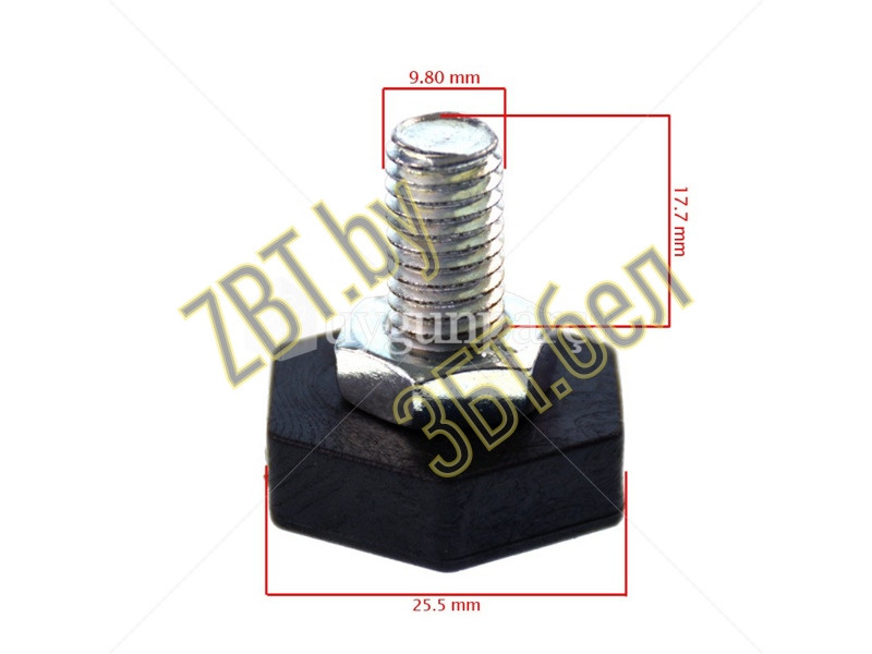 Ножка регулируемая для стиральной машины KG0000685 (размеры: 9,80мм 17,7мм) - фото 2 - id-p214061387