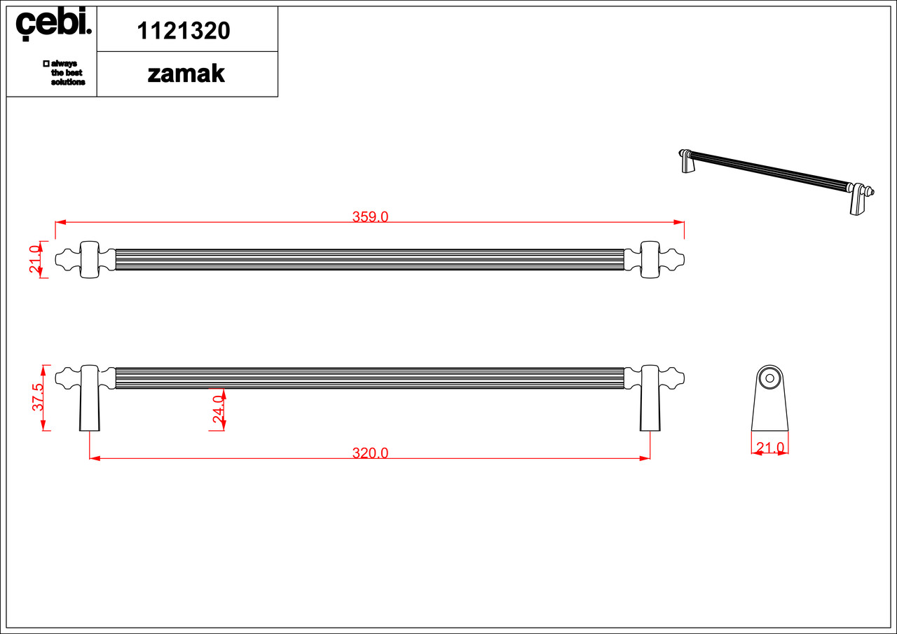 Ручка мебельная CEBI A1121 320 мм MP24 (черный) - фото 2 - id-p213687872