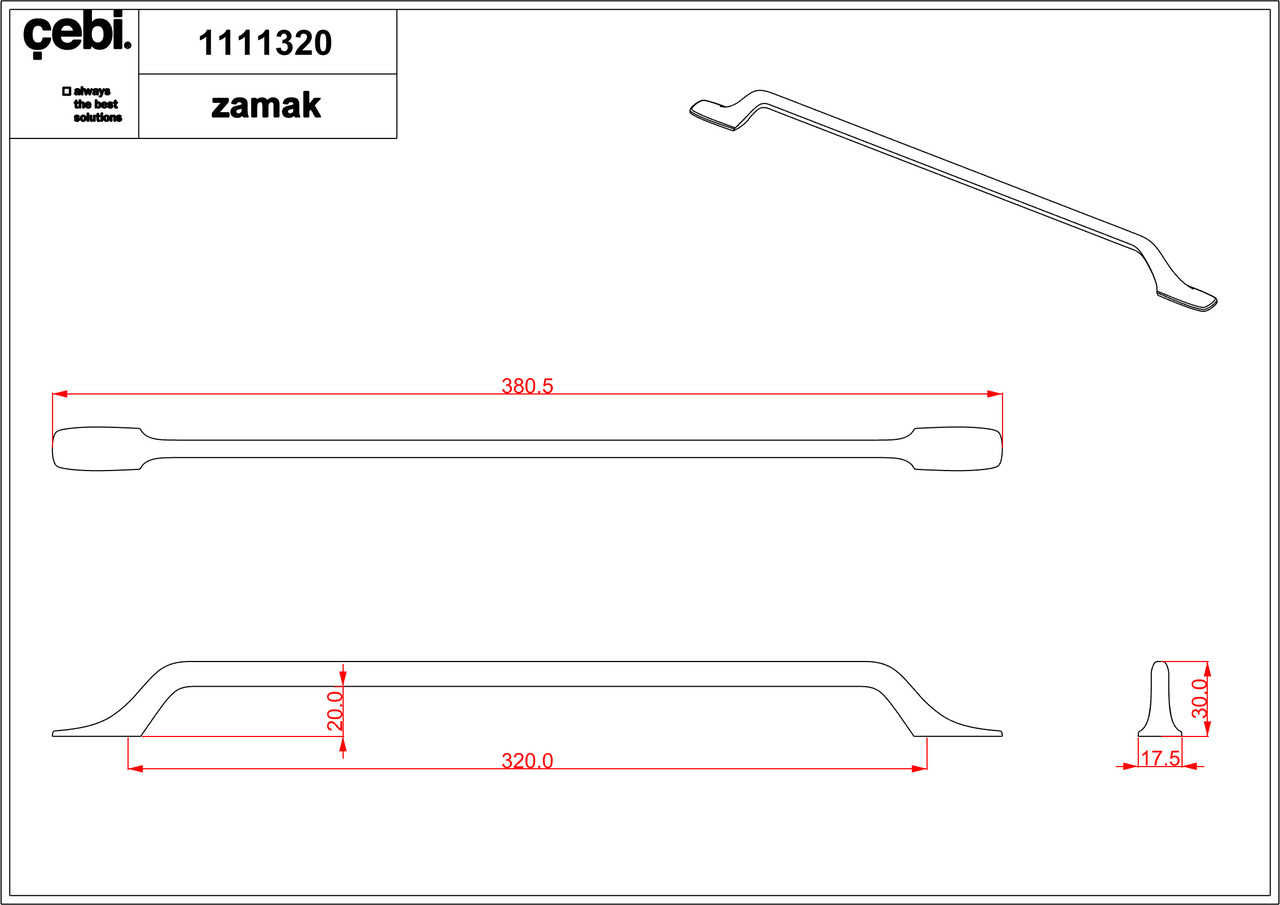 Ручка мебельная CEBI A1111 320 мм MP08 (матовый никель) - фото 2 - id-p213687147