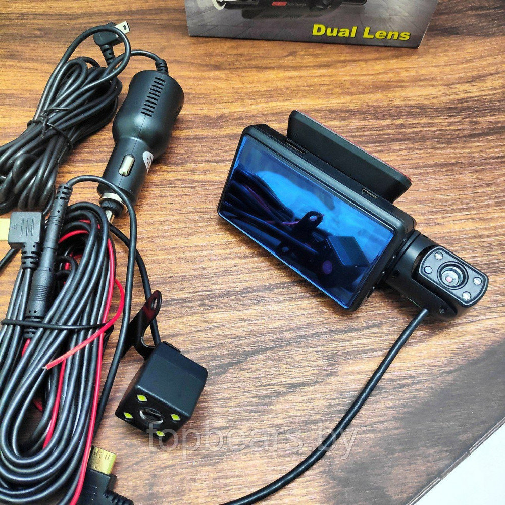 Видеорегистратор Vehicle BlackBOX DVR Dual Lens A68 с тремя камерами для автомобиля (фронт и салон+ камера зад - фото 1 - id-p214076866