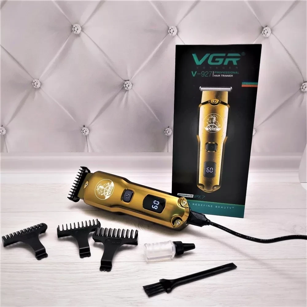 Триммер для стрижки волос, ухода за бородой и окантовкой VGR V-927 VOYAGER 4 насадки, LCD-дисплей - фото 1 - id-p214047355