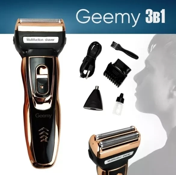 Машинка для стрижки Geemy GM-595 3в1, беспроводной триммер, бритва, машинка для стрижки волос (бороды) - фото 3 - id-p214047352