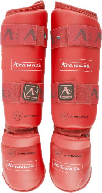 Защита голени красная ПУ WKF Arawaza р-р XS , RSGWKFR-XS
