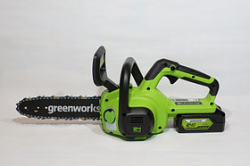 Цепная пила аккумуляторная Greenworks 24V, 25см, c АКБ 4Ач и ЗУG24CS25K4