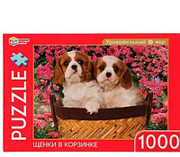 Щенки в корзине. Пазлы классические в коробке. Пазл 1000 деталей.. Умные игры