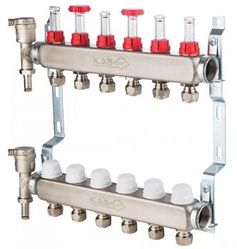 Коллектор из латуни в сборе с расходомерами KAS