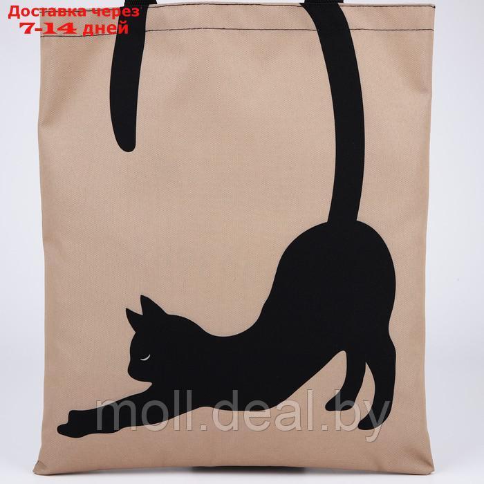 Сумка шопер "Черный кот", 35*0,5*40, отд без молнии, без подклада, бежевая - фото 3 - id-p214089204