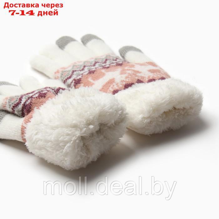 Перчатки женские на иск.меху MINAKU 22 см белый - фото 3 - id-p214089213