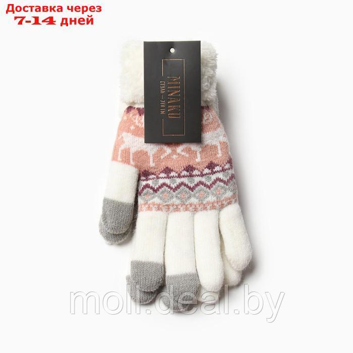 Перчатки женские на иск.меху MINAKU 22 см белый - фото 4 - id-p214089213