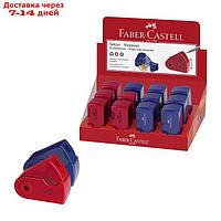 Точилка Faber-Castell с контейнером Sleeve-мини, 1 отверстие, красный/синий