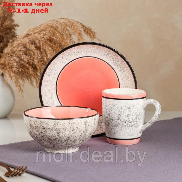 Набор посуды "Алладин", керамика, розовый, 3 предмета: салатник 700 мл, тарелка 20 см, кружка 350 мл, Иран - фото 2 - id-p214077664