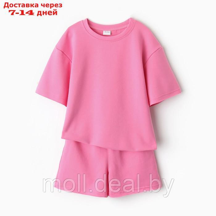 Костюм детский (футболка, шорты) MINAKU: Casual Collection цвет розовый, рост 122 см - фото 1 - id-p214088382
