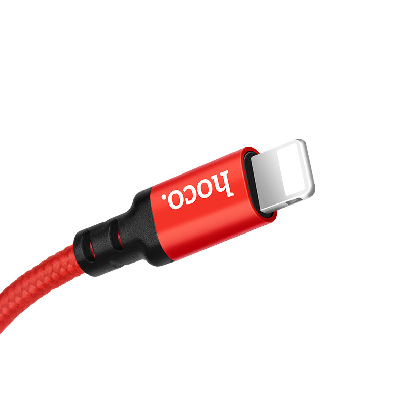 Кабель Lightning - USB 1м - HOCO X14, 2A, нейлоновая оплетка, красный - фото 4 - id-p214097121