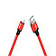 Кабель Lightning - USB 1м - HOCO X14, 2A, нейлоновая оплетка, красный, фото 3