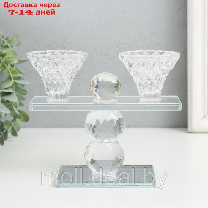 Подсвечник стекло на 2 свечи "Две чаши на пъедестале" прозрачный d=2,3 и 4 см 5,5х15х13 см 970282 - фото 1 - id-p214088713