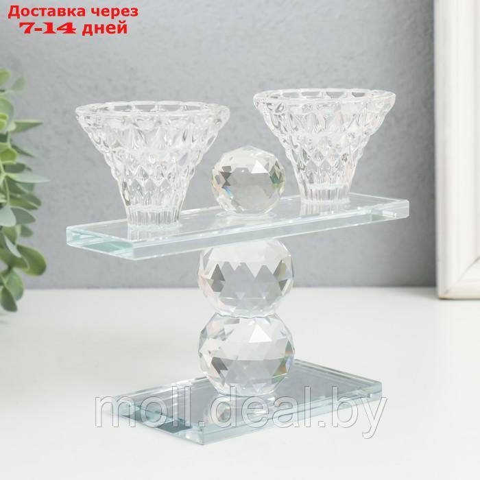 Подсвечник стекло на 2 свечи "Две чаши на пъедестале" прозрачный d=2,3 и 4 см 5,5х15х13 см 970282 - фото 2 - id-p214088713