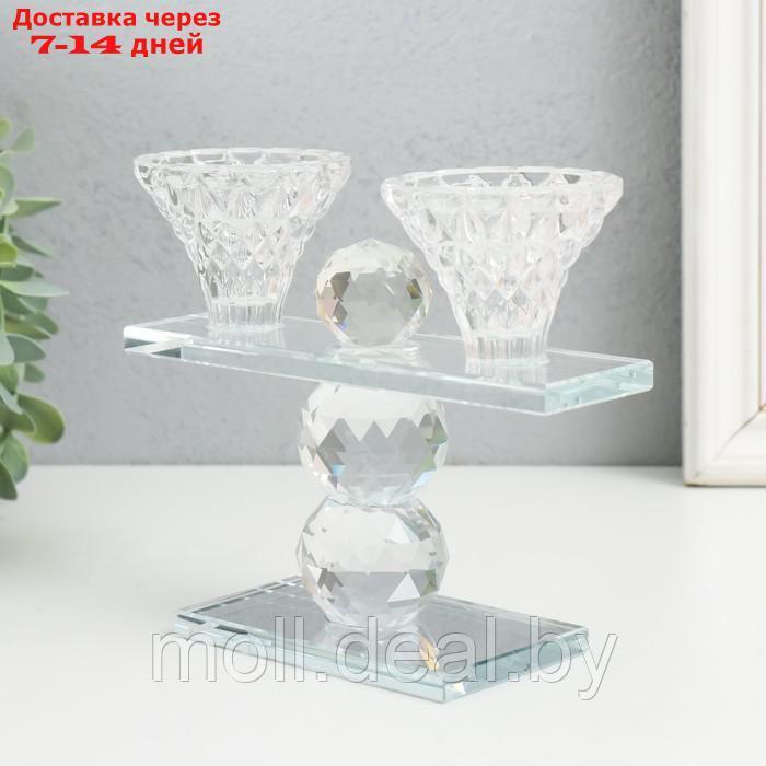 Подсвечник стекло на 2 свечи "Две чаши на пъедестале" прозрачный d=2,3 и 4 см 5,5х15х13 см 970282 - фото 3 - id-p214088713