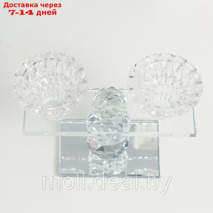 Подсвечник стекло на 2 свечи "Две чаши на пъедестале" прозрачный d=2,3 и 4 см 5,5х15х13 см 970282 - фото 4 - id-p214088713